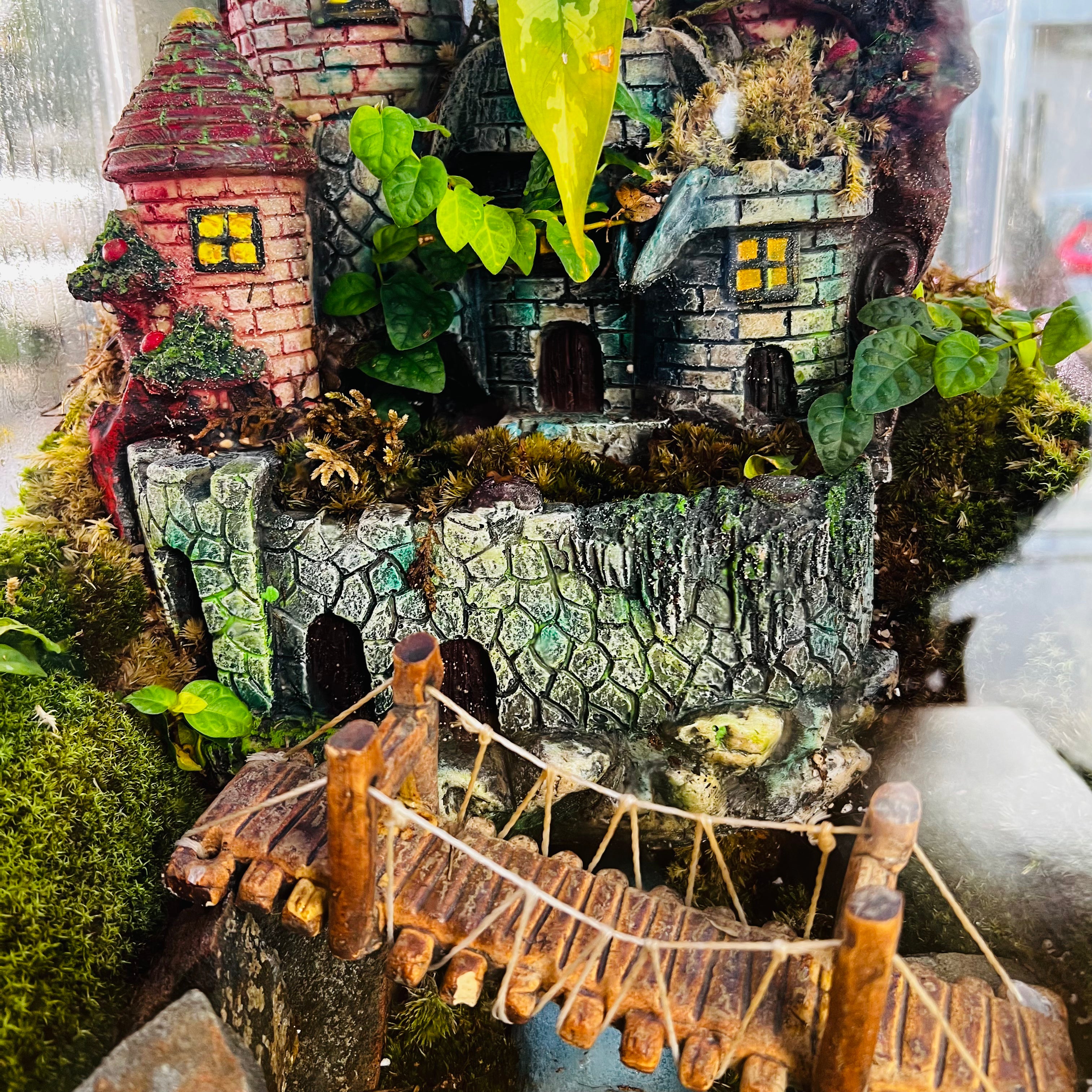 Large Handmade Terrarium with Miniature Castle – A Living Forest in Glass