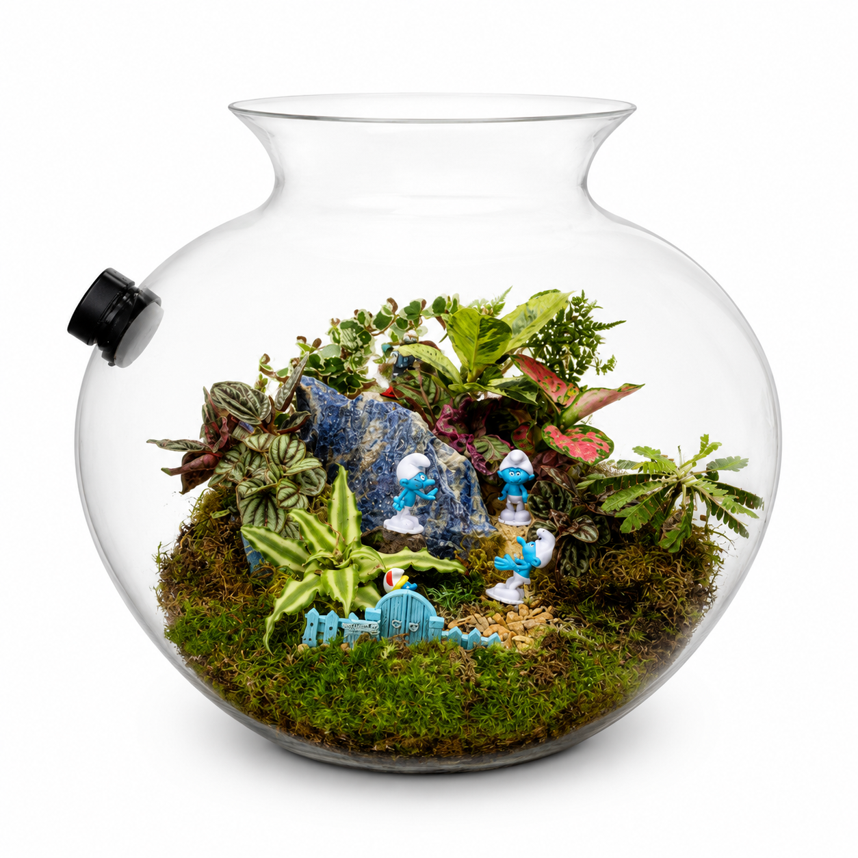 Smurf Village Fantasy Closed Terrarium – Enchanted Miniature Garden in a Closed Glass Terrarium