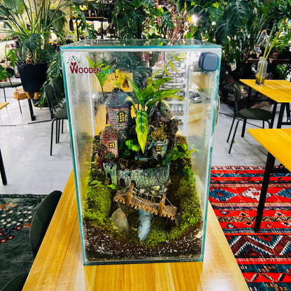 Large Handmade Terrarium with Miniature Castle – A Living Forest in Glass