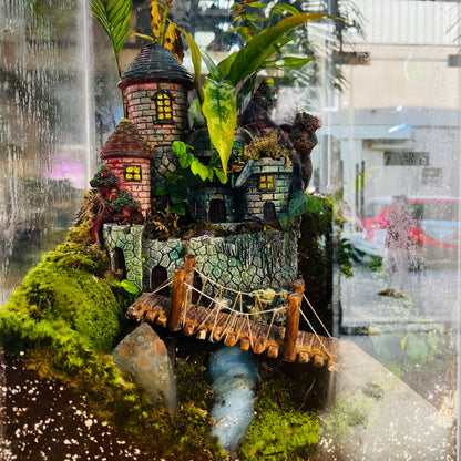 Large Handmade Terrarium with Miniature Castle – A Living Forest in Glass